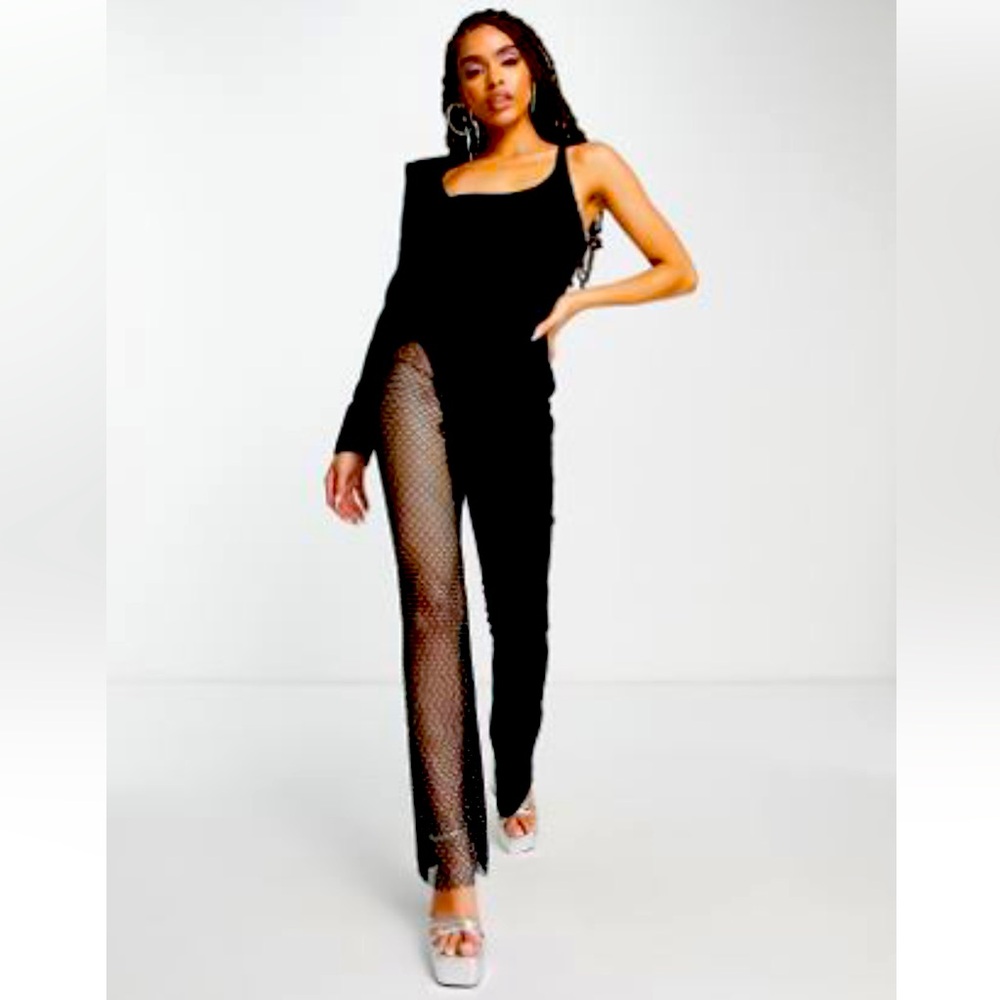 Black jumpsuit with diamanté cutout